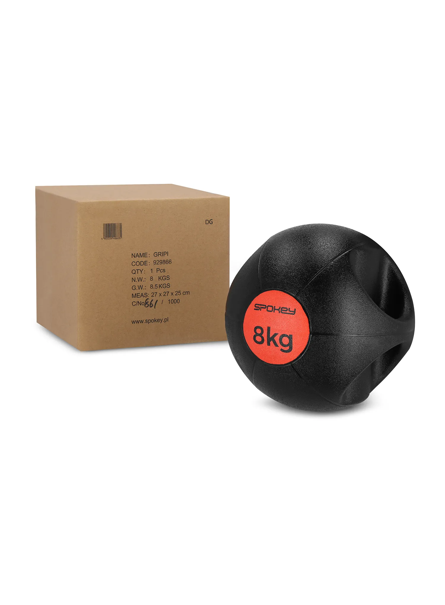 Ball für funktionelles Training Spokey Gripi 8kg - black
