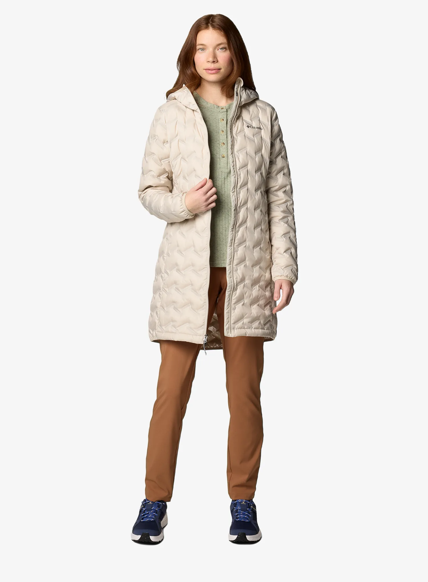 Daunenmantel Damen Columbia Delta Ridge II Long Down Jacket - dark stone