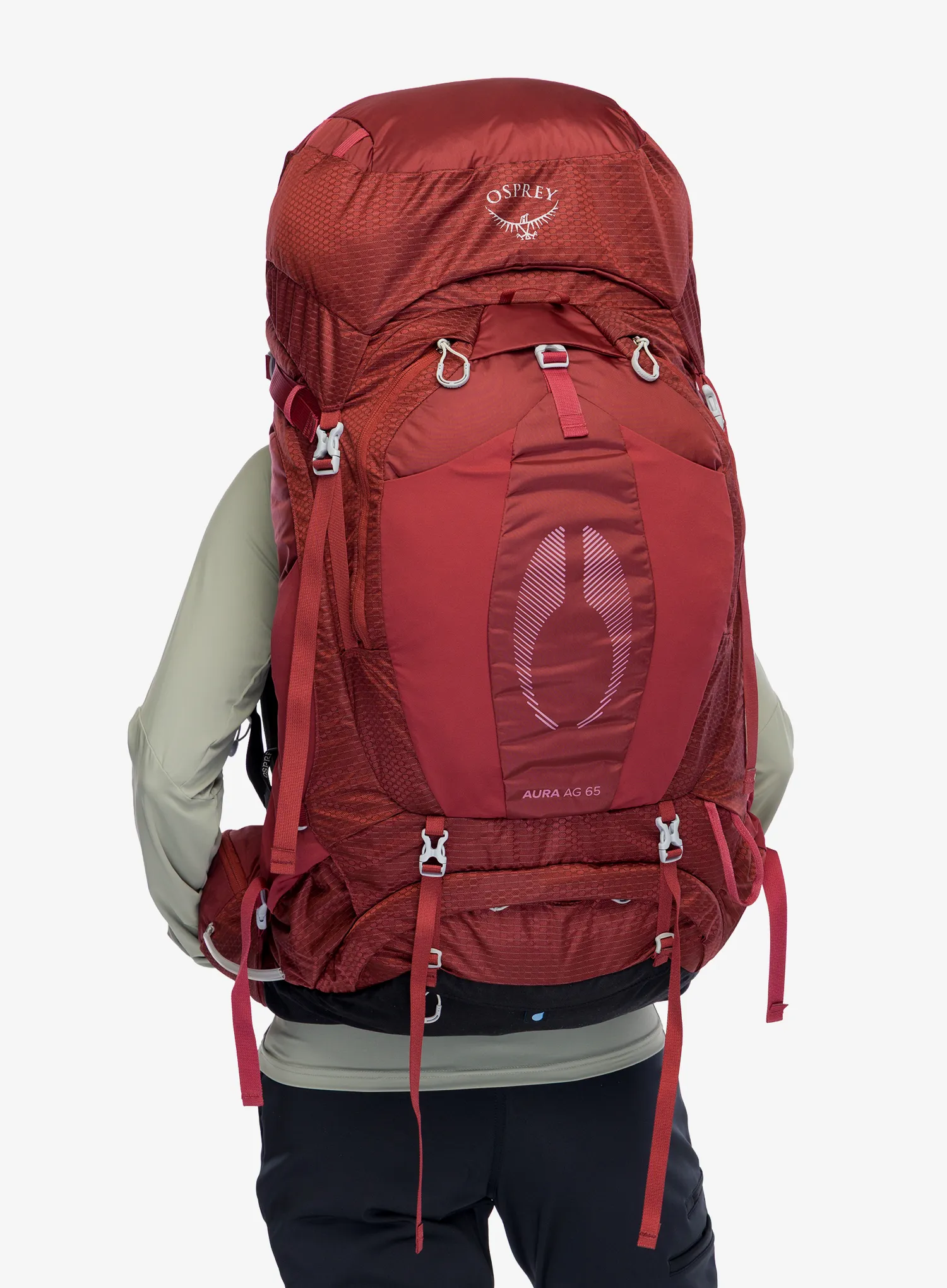 Trekkingrucksack Damen Osprey Aura AG 65 - berry sorbet red