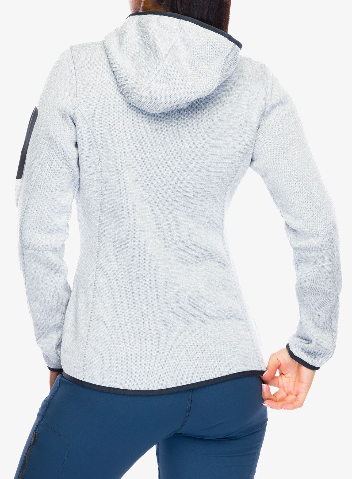 Fleecepullover Damen CMP Londra Fix Hood Jacket Knitted - alluminio/antracite