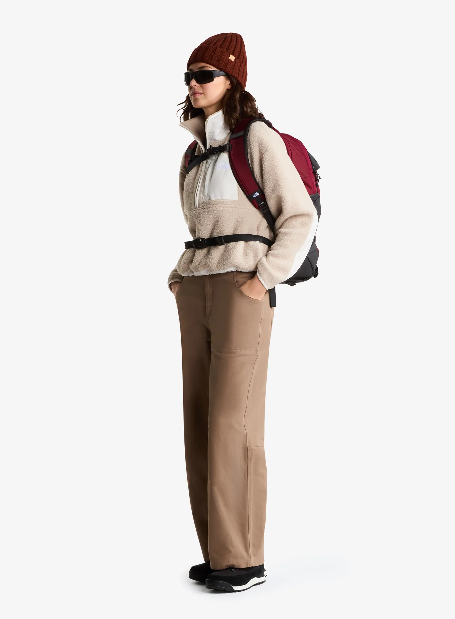 Fleecepullover Damen The North Face Yumiori Off Peak 1/2 Zip Jacket - taupe/white dune