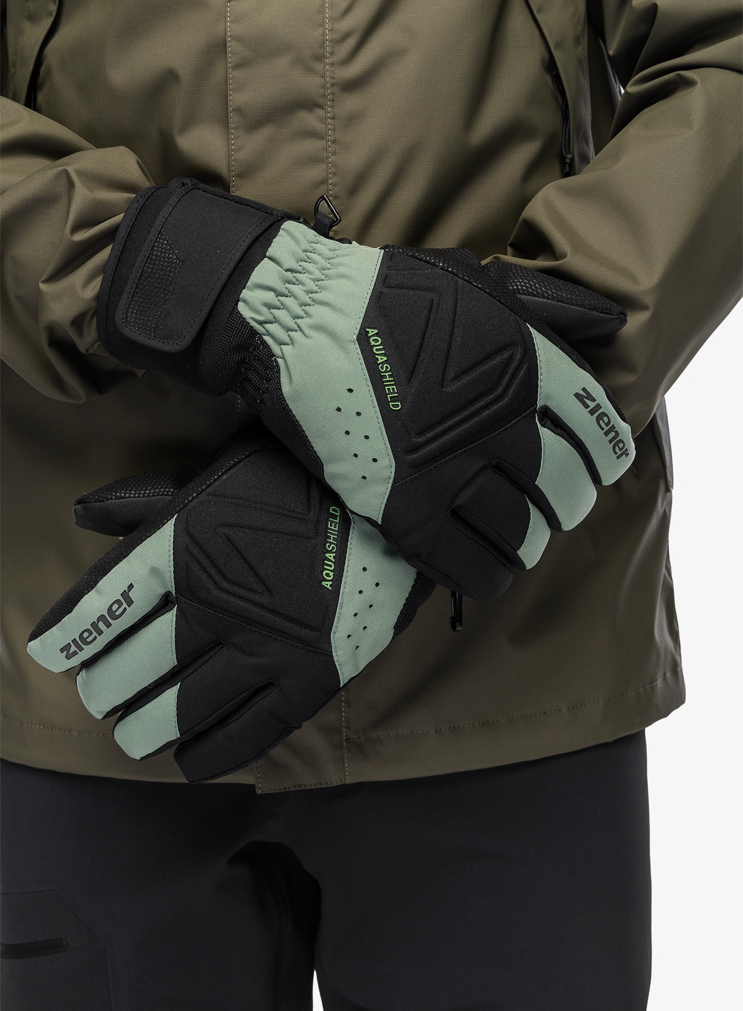 Skihandschuhe Ziener Gatis AS - green mud