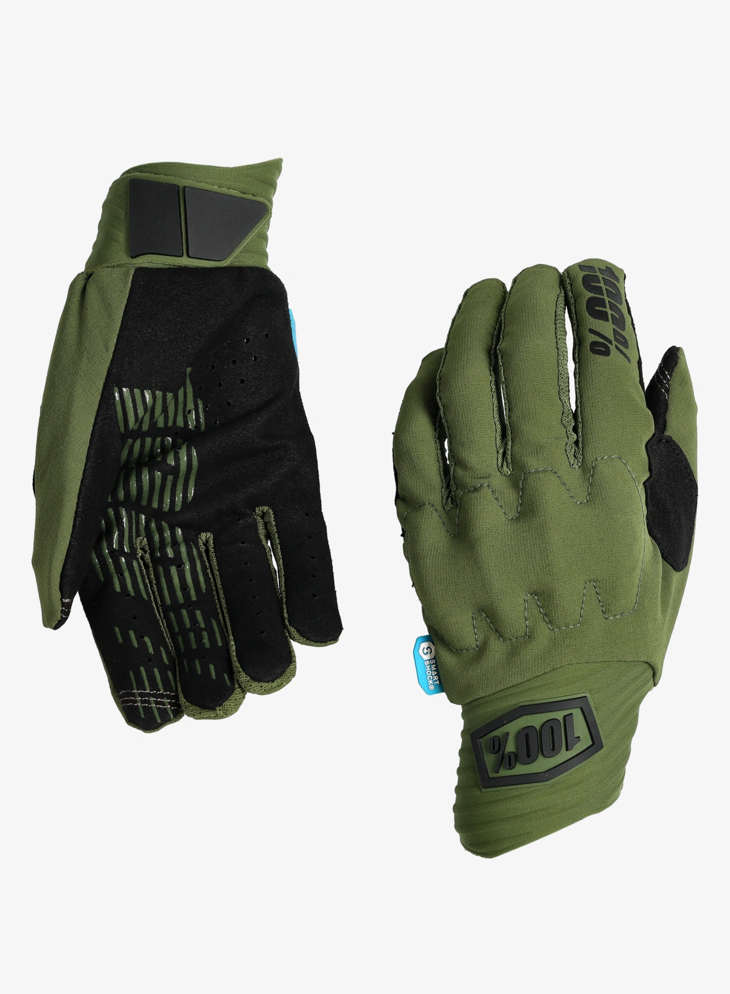Fahrradhandschuhe 100% Cognito Smart Shock - army green