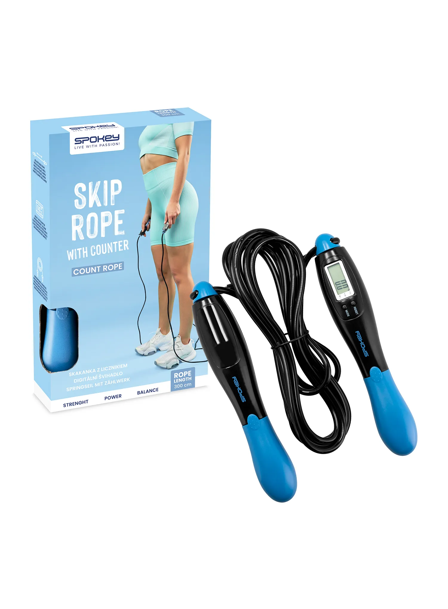 Springseil Spokey Count Rope - black/blue