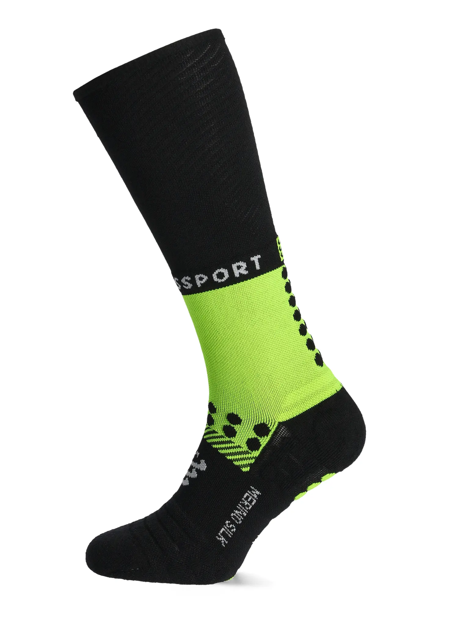 Laufsocken Compressport Full Socks Winter Run - black/safe yellow