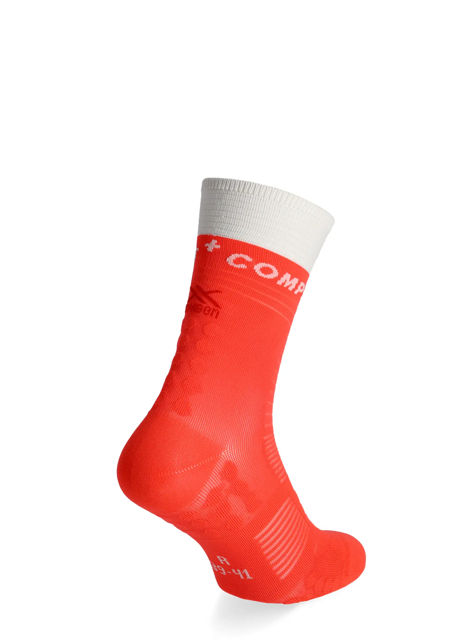 Laufsocken Compressport Mid Compression Socks V2.0 - fluo red/white