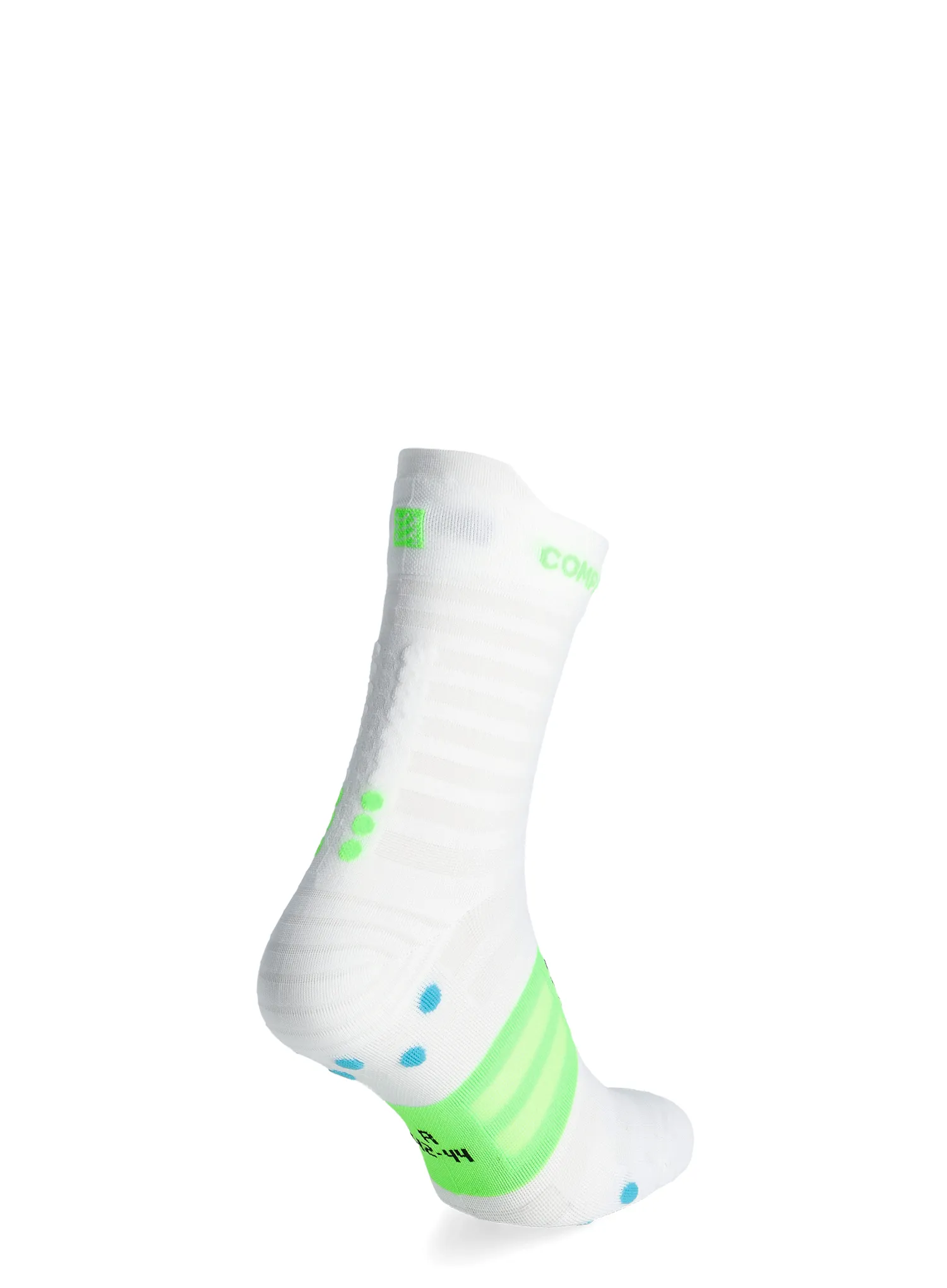 Laufsocken Compressport Pro Racing v4.0 UL Run High - white/norse blue/neon green