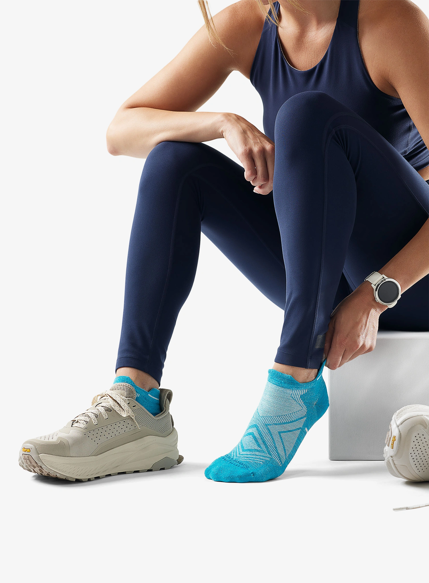 Laufsocken Damen Smartwool Run Zero Cushion Low Ankle Socks - white/capri