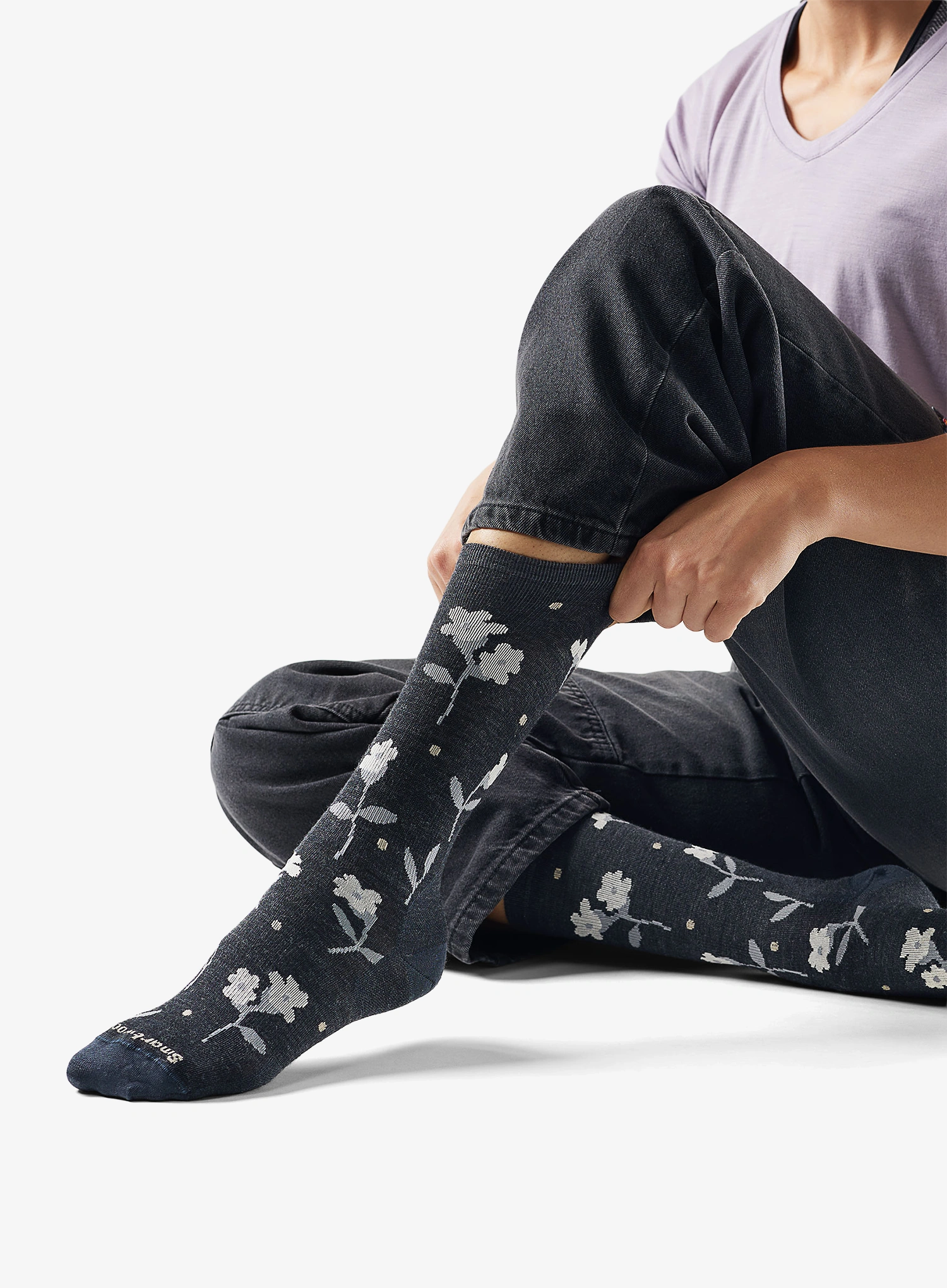 Merinosocken Damen Smartwool Everyday Garden Gala Crew Socks - charcoal