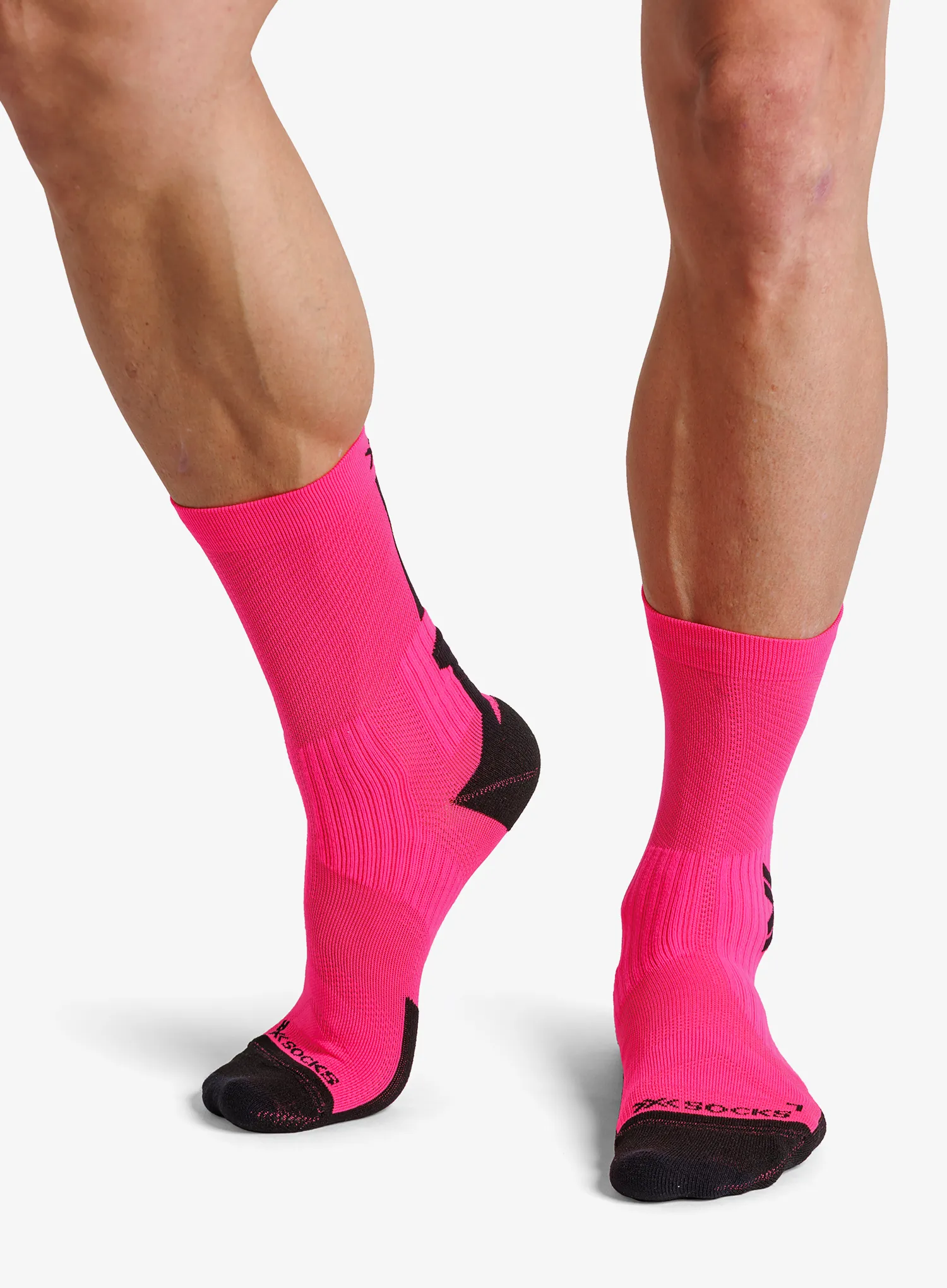Fahrradsocken X-Socks Bike Perform Crew - fluo pink/x black