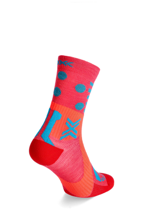 Fahrradsocken X-Socks Gravel Perform Merino Crew - sunset/twyce blue