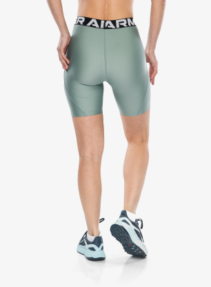 Kurze Hosen Damen Under Armour HeatGear Authentics 8 inch Short - silica green/white