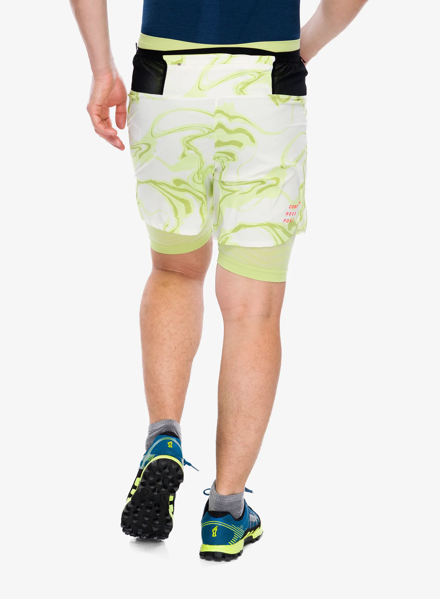 Laufshorts Compressport Trail Racing 2-in-1 Short - green camo