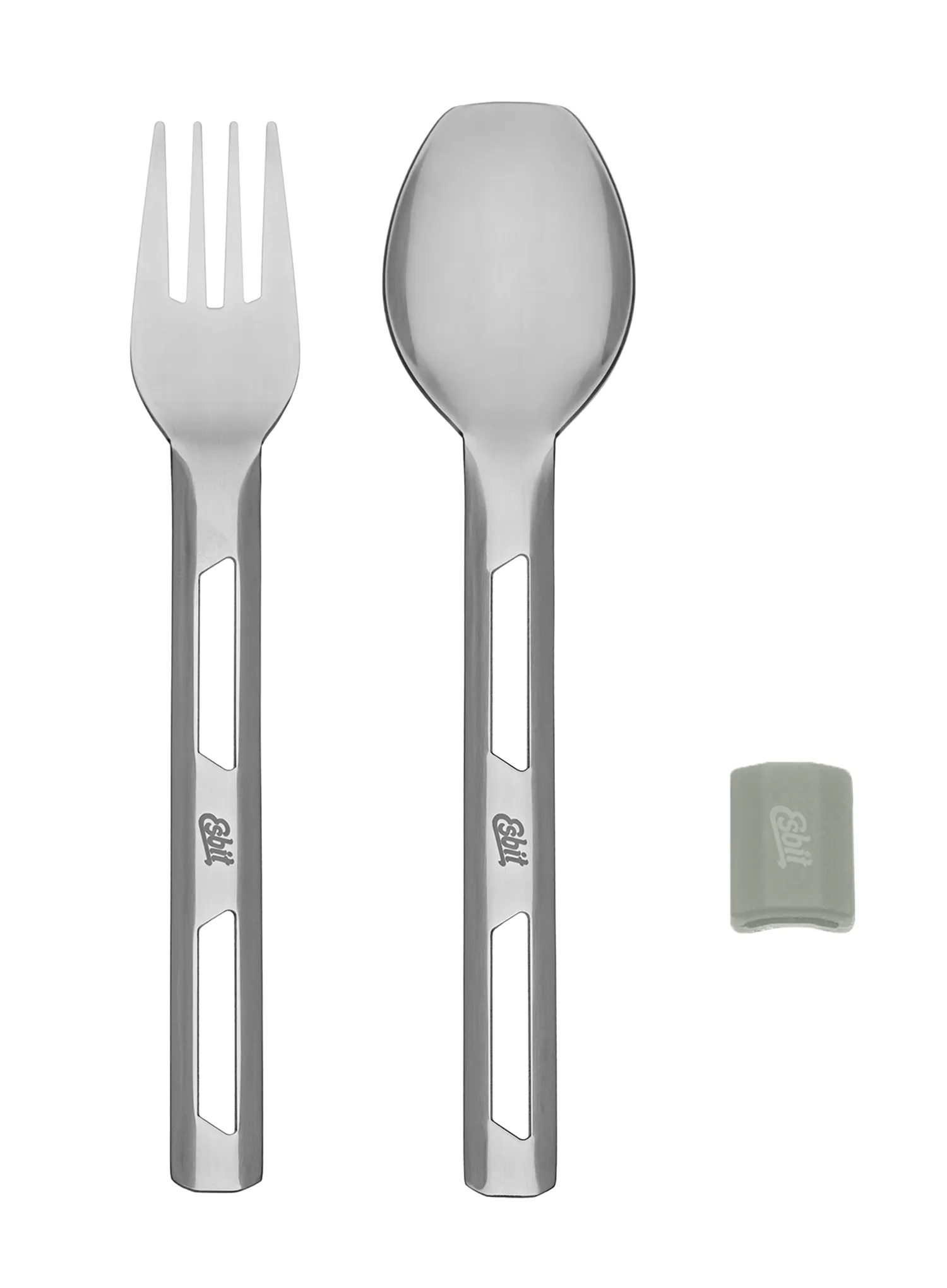 Besteck Esbit Cutlery Set Incl. Silicone Band L - stone grey