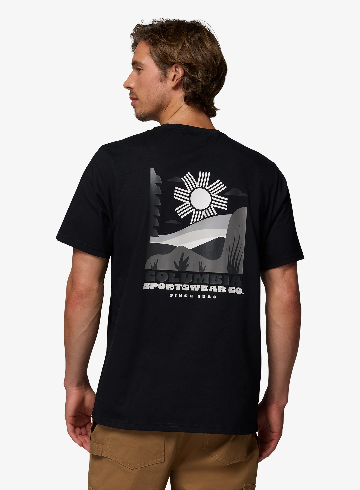 T-Shirt aus Baumwolle Columbia CSC Outdoor Back Graphic Tee - black/shining sandscape