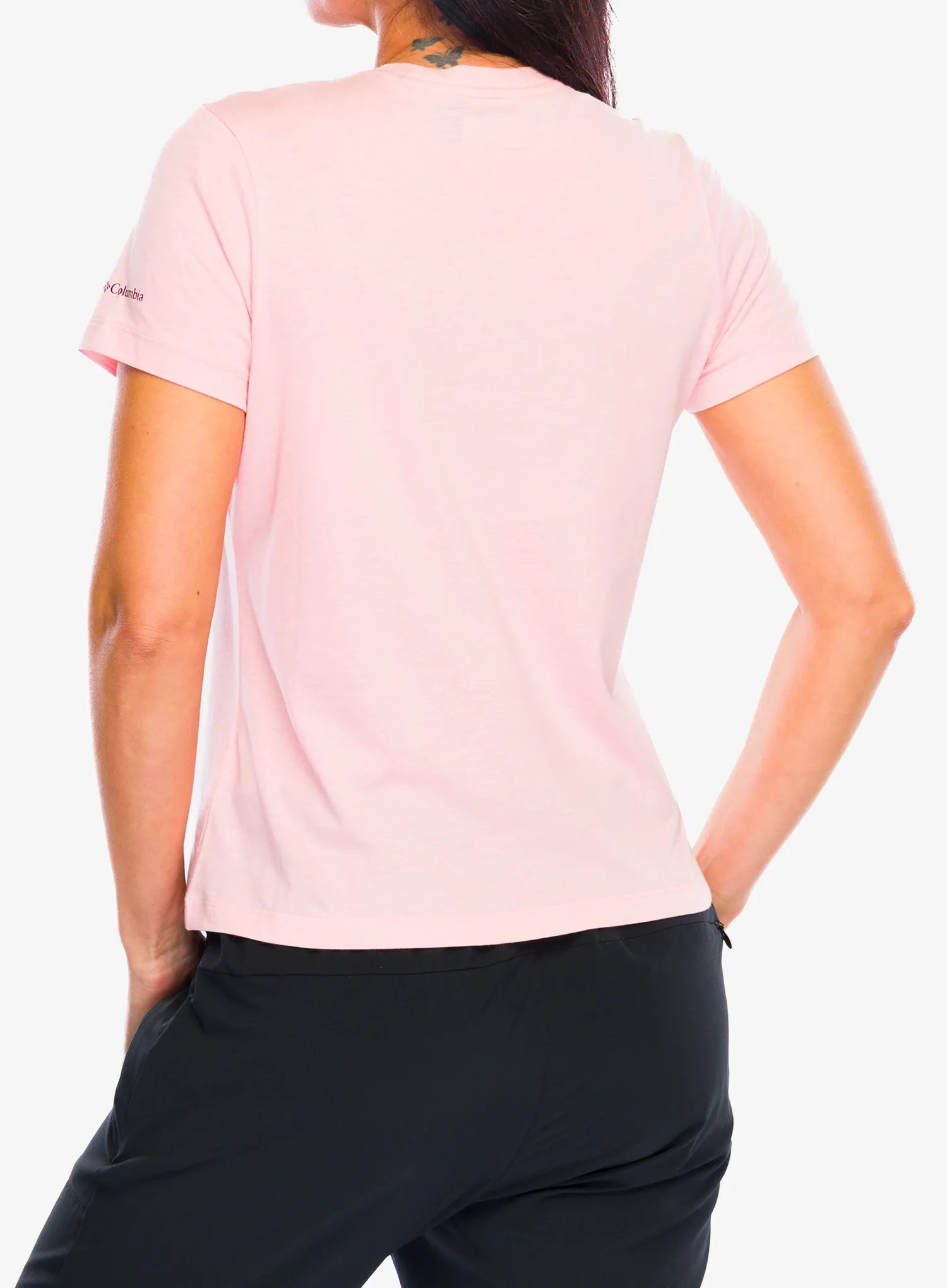 T-Shirt Damen Columbia Ruby Springs Graphic Fitted S/S - pink sand/get hiked