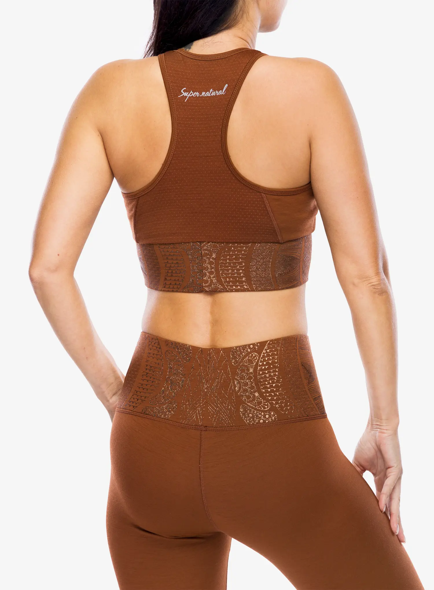 Top Damen Super.natural Arabesque Lf Top - horn brown/copper