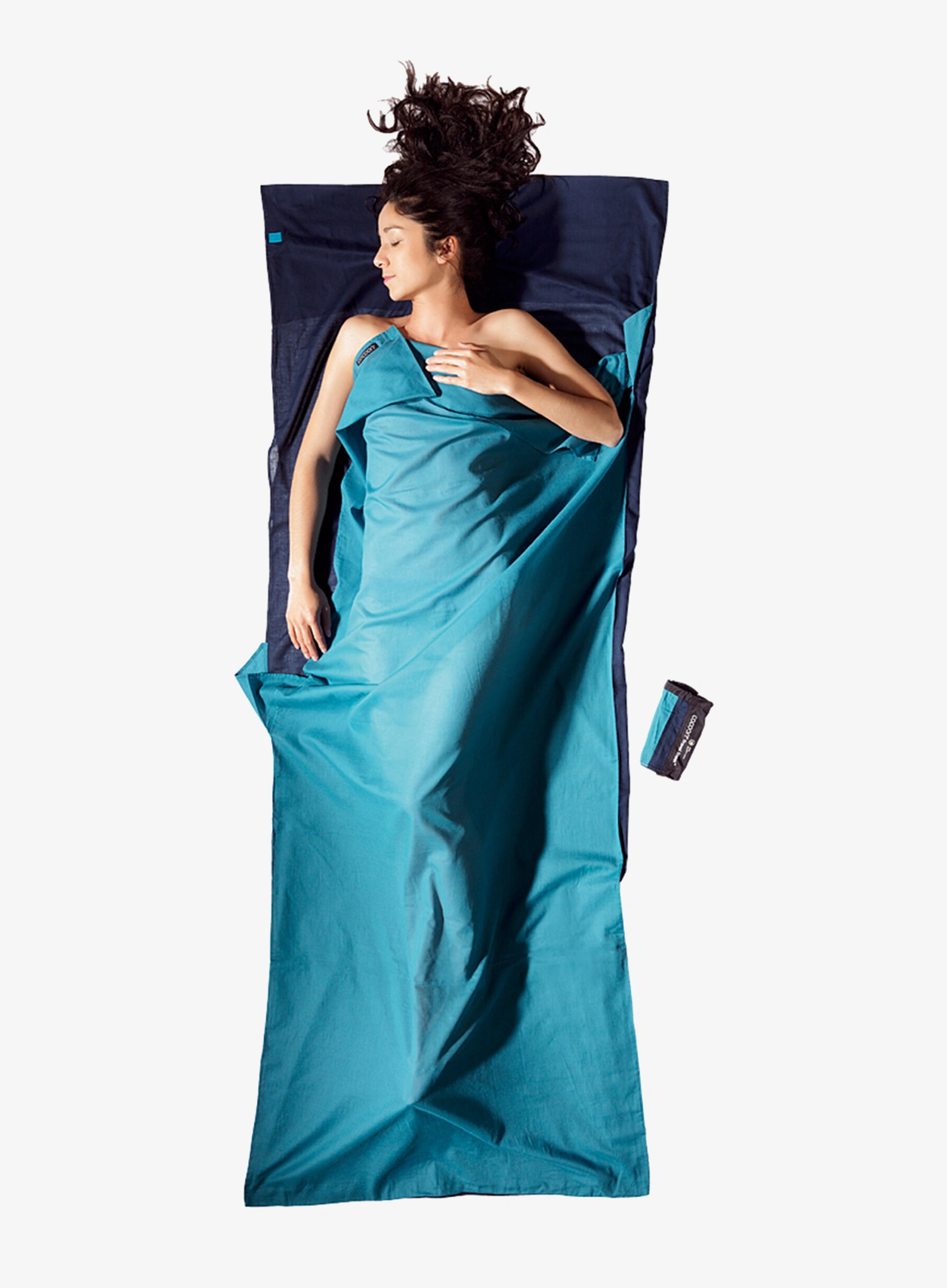 Reiseschlafsack Cocoon TravelSheet - Egyptian Cotton - tuareg/laguna blue