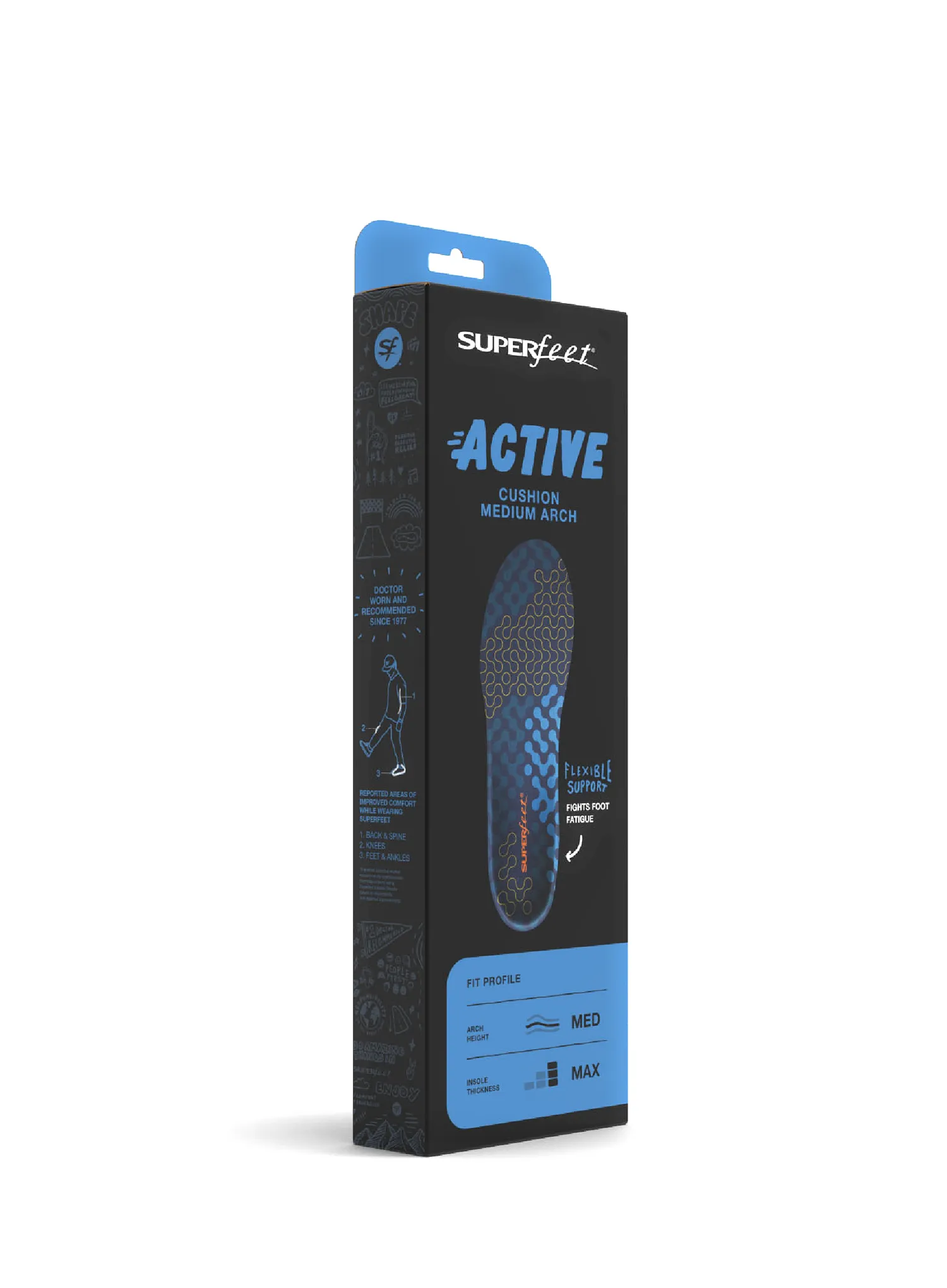 Einlegesohle Superfeet Active Cushion Medium Arch - blue