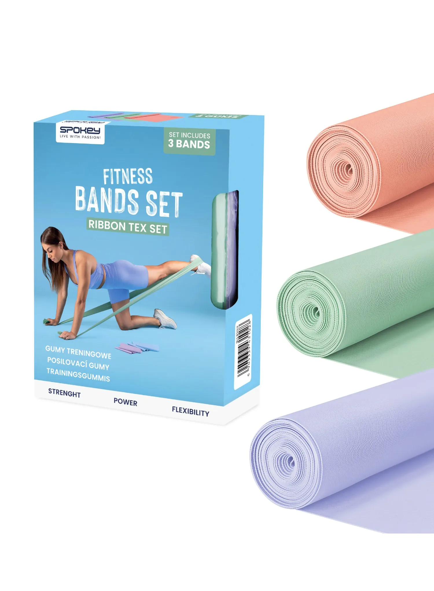 Widerstandsband-Set Spokey Ribbon Tex Set - pink/green/purple